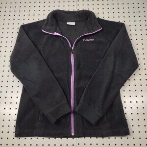 Columbia Fleece Black with Purple Zipper, Size Kids Large
